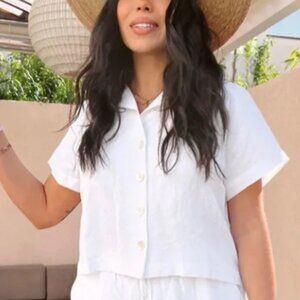 NWT Show Me Your MuMu | Campbell Button Up White Linen Top | Size L